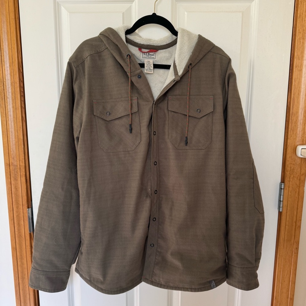LL Bean fleece lined sweatshirt with snap buttons